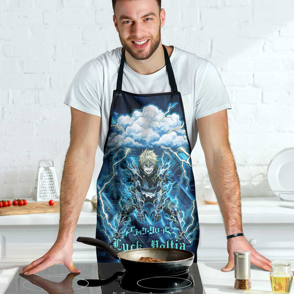 Luck Voltia Black Clover Apron Tech Lightning Anime Style with Electric Circuit Background