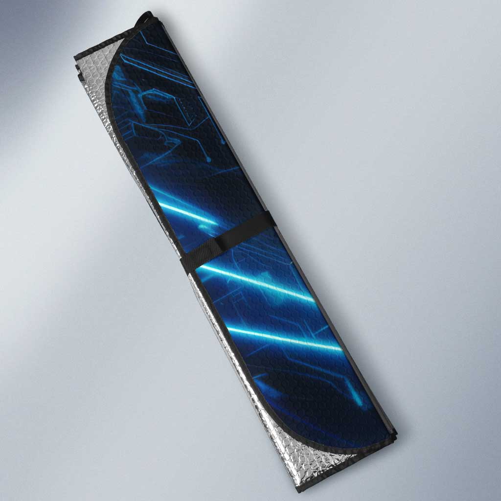 Luck Voltia Black Clover Auto Sun Shade Tech Lightning Anime Style with Electric Circuit Background