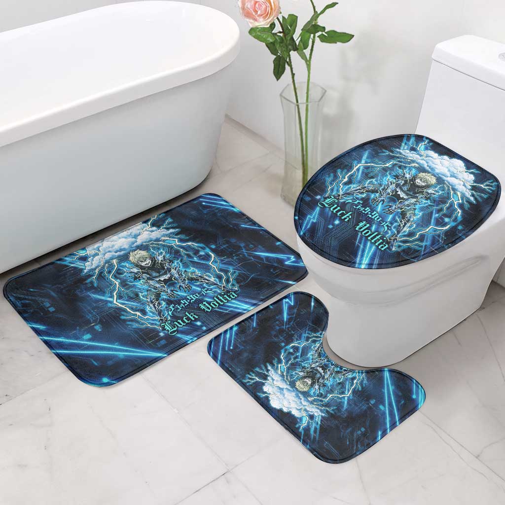 Luck Voltia Black Clover Bathroom Set Tech Lightning Anime Style with Electric Circuit Background