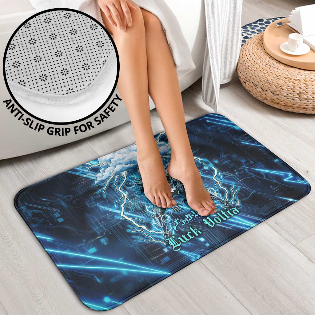 Luck Voltia Black Clover Bathroom Set Tech Lightning Anime Style with Electric Circuit Background