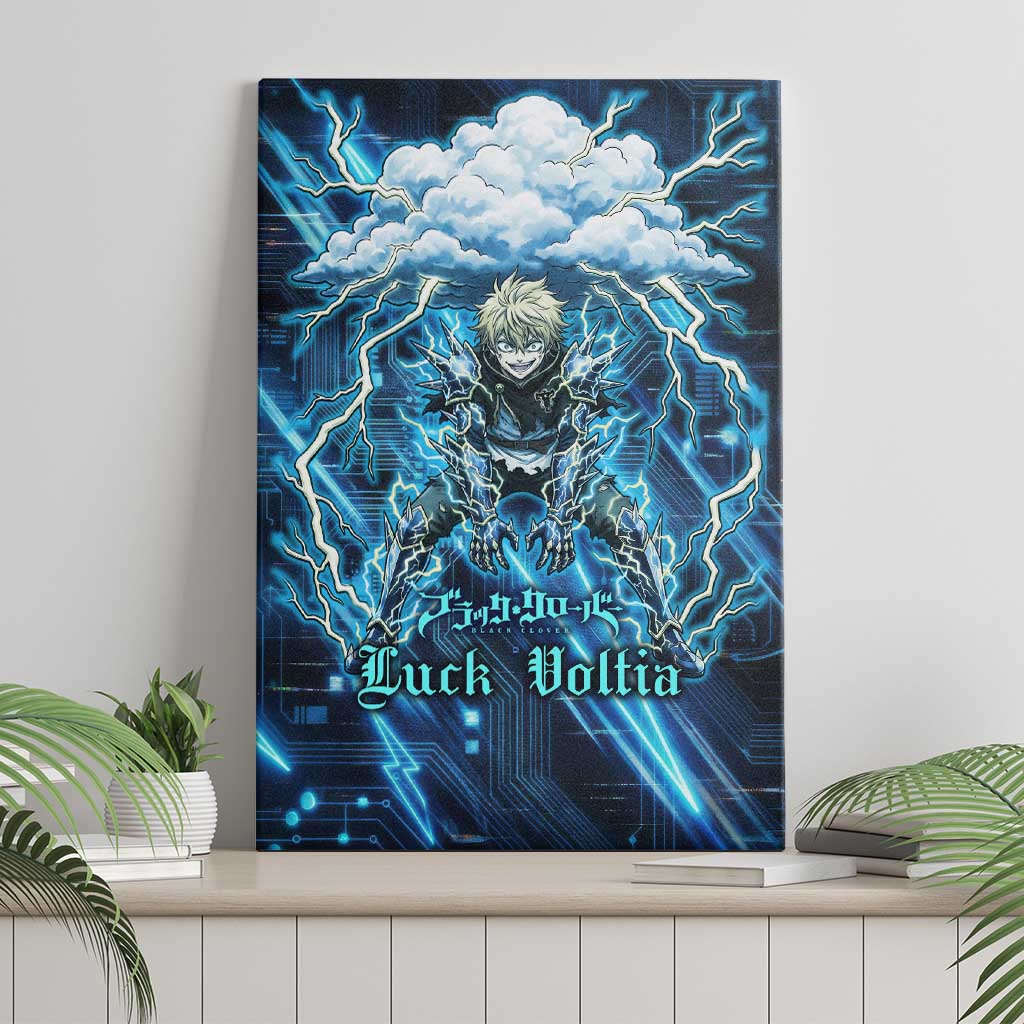 Luck Voltia Black Clover Canvas Wall Art Tech Lightning Anime Style with Electric Circuit Background