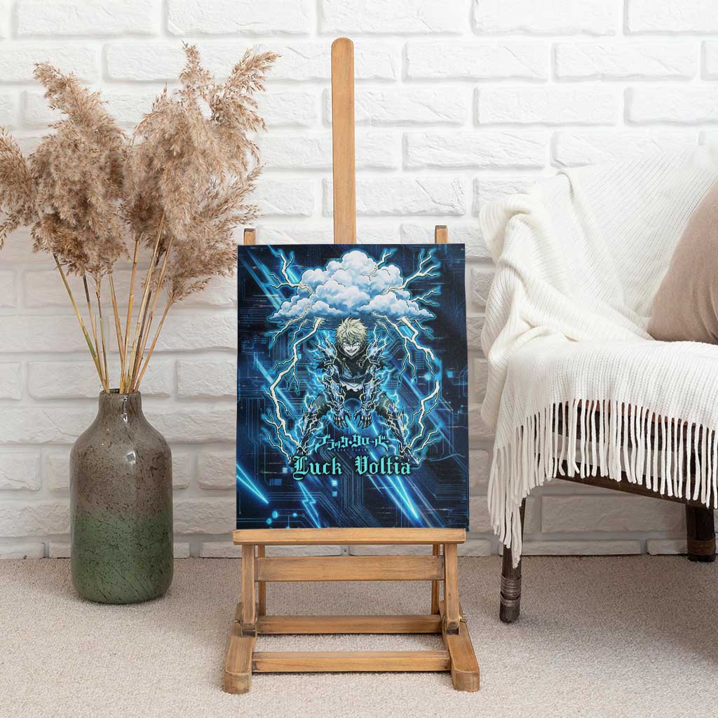 Luck Voltia Black Clover Canvas Wall Art Tech Lightning Anime Style with Electric Circuit Background