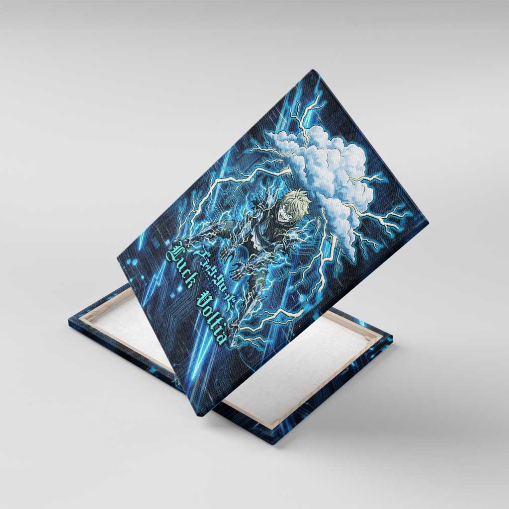 Luck Voltia Black Clover Canvas Wall Art Tech Lightning Anime Style with Electric Circuit Background