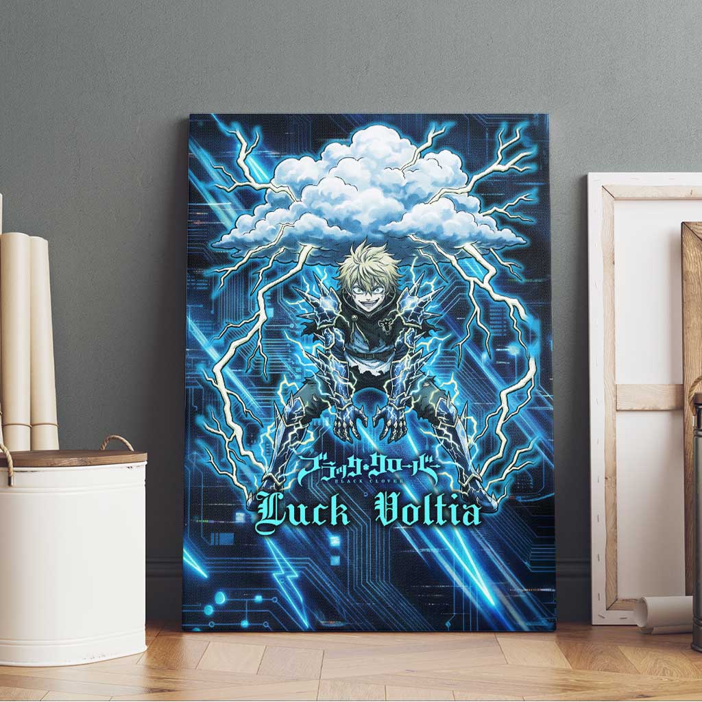 Luck Voltia Black Clover Canvas Wall Art Tech Lightning Anime Style with Electric Circuit Background