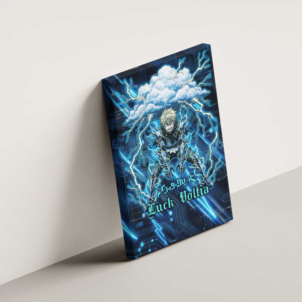 Luck Voltia Black Clover Canvas Wall Art Tech Lightning Anime Style with Electric Circuit Background