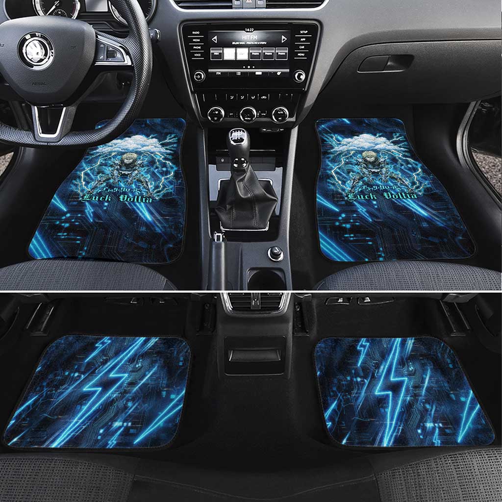 Luck Voltia Black Clover Car Mats Tech Lightning Anime Style with Electric Circuit Background