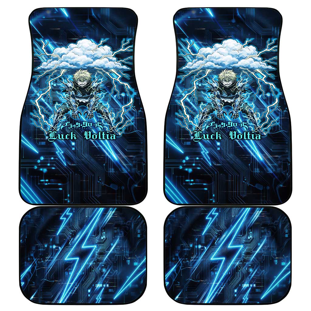 Luck Voltia Black Clover Car Mats Tech Lightning Anime Style with Electric Circuit Background