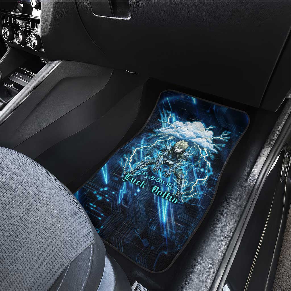 Luck Voltia Black Clover Car Mats Tech Lightning Anime Style with Electric Circuit Background