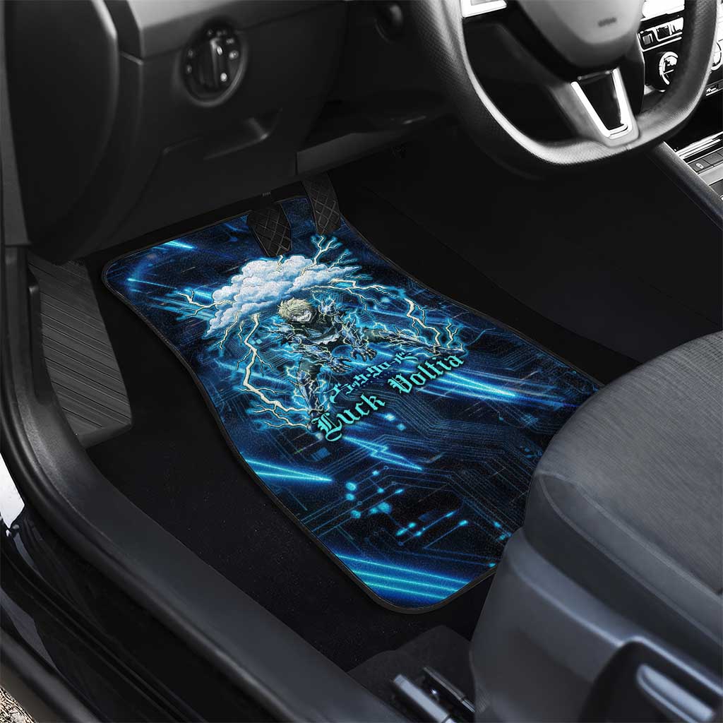 Luck Voltia Black Clover Car Mats Tech Lightning Anime Style with Electric Circuit Background
