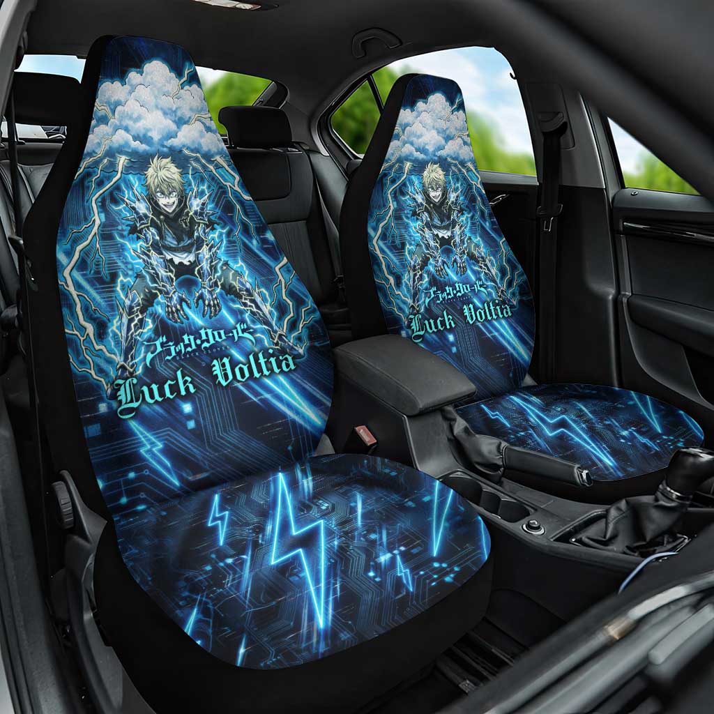Luck Voltia Black Clover Car Seat Cover Tech Lightning Anime Style with Electric Circuit Background