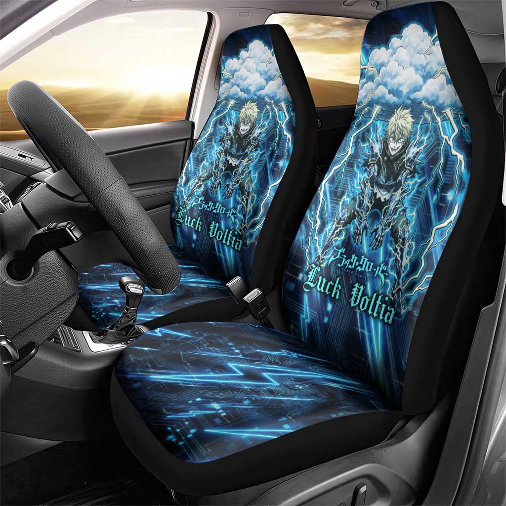 Luck Voltia Black Clover Car Seat Cover Tech Lightning Anime Style with Electric Circuit Background