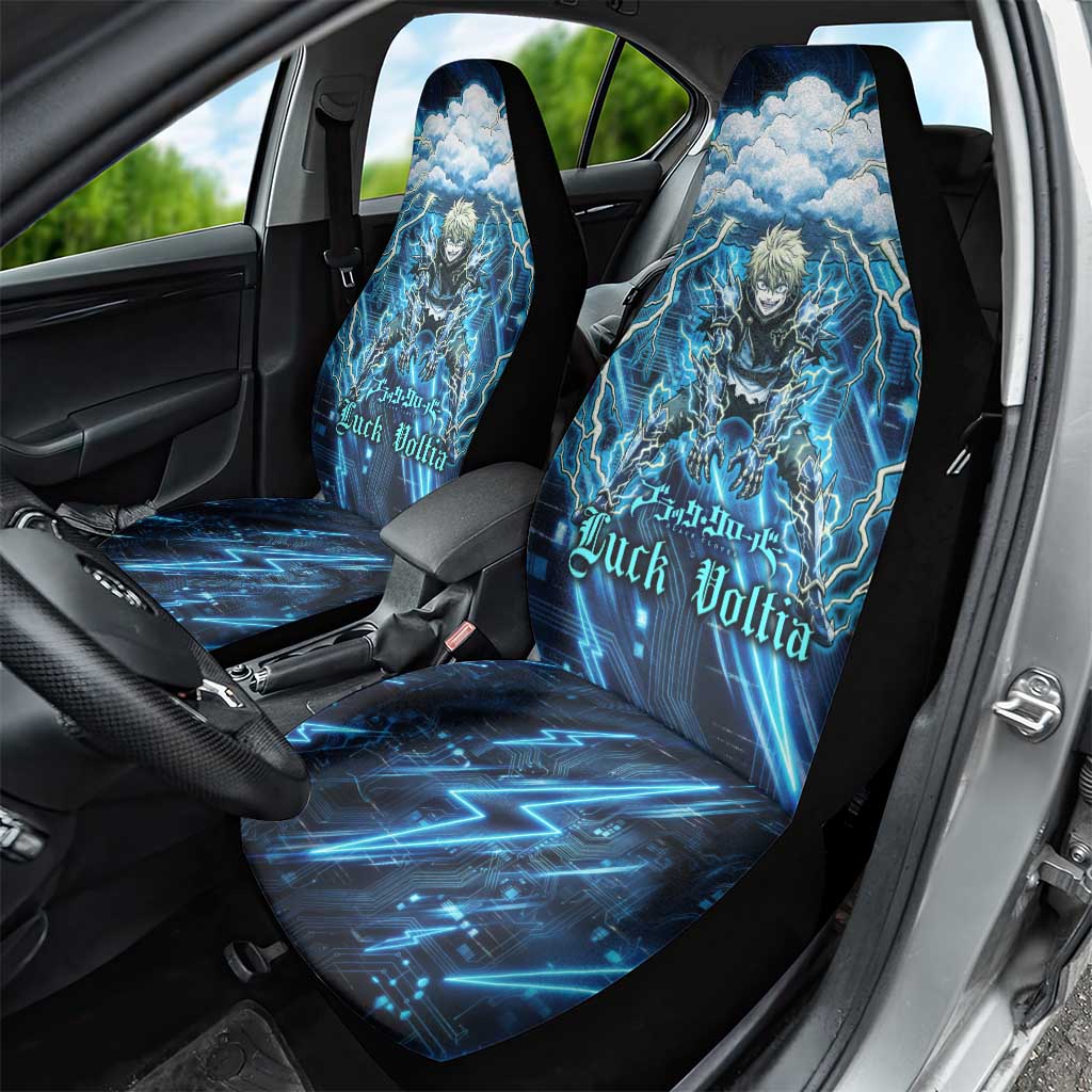 Luck Voltia Black Clover Car Seat Cover Tech Lightning Anime Style with Electric Circuit Background