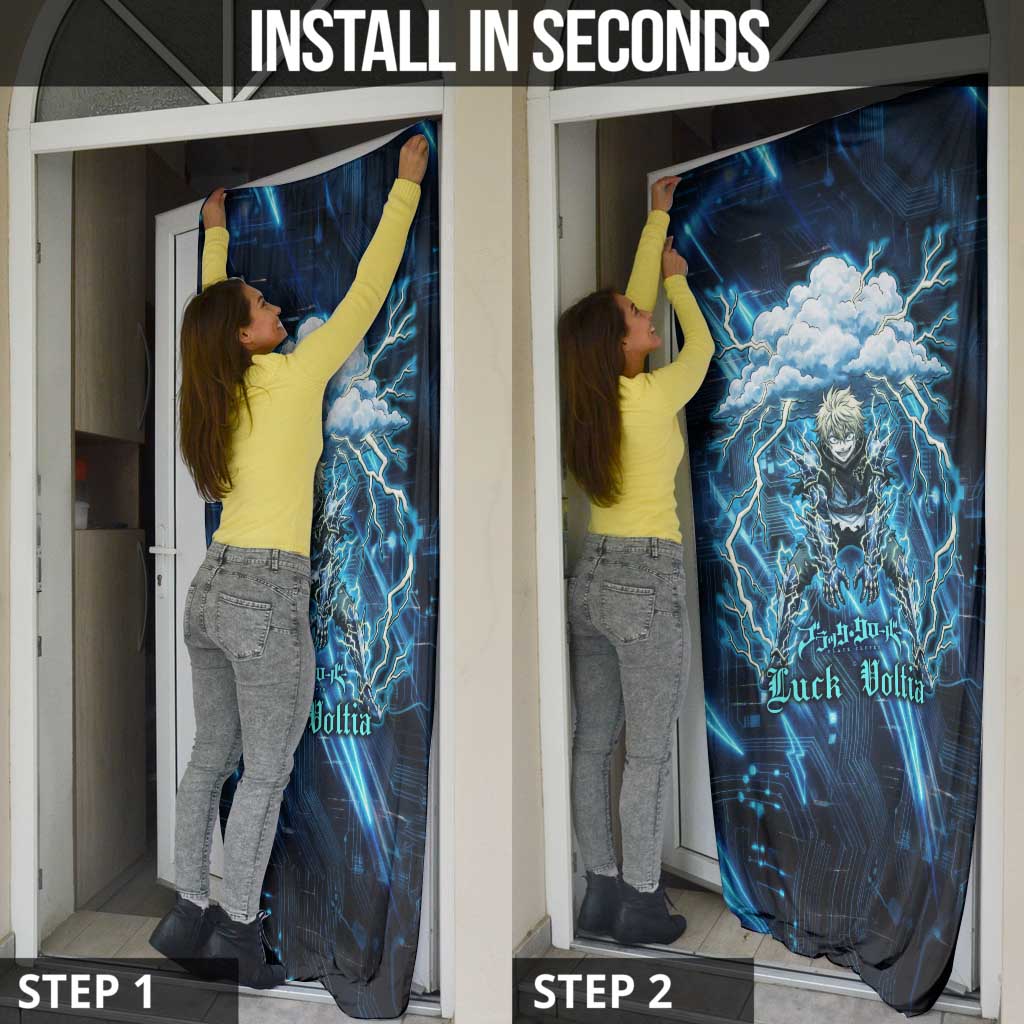 Luck Voltia Black Clover Door Cover Tech Lightning Anime Style with Electric Circuit Background