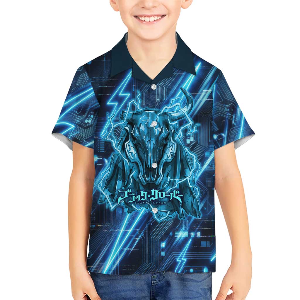 Luck Voltia Black Clover Hawaiian Shirt Tech Lightning Anime Style with Electric Circuit Background