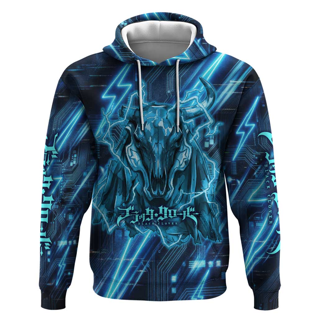 Luck Voltia Black Clover Hoodie Tech Lightning Anime Style with Electric Circuit Background