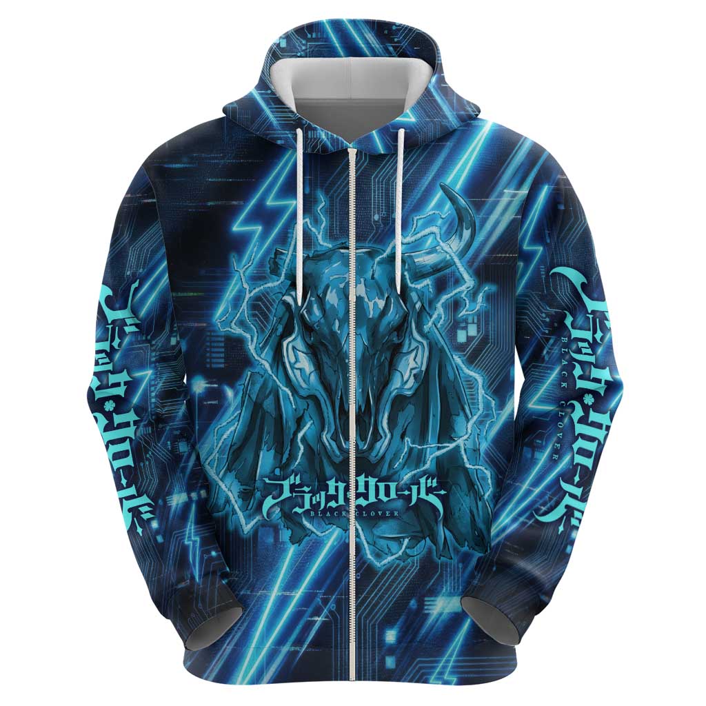 Luck Voltia Black Clover Hoodie Tech Lightning Anime Style with Electric Circuit Background