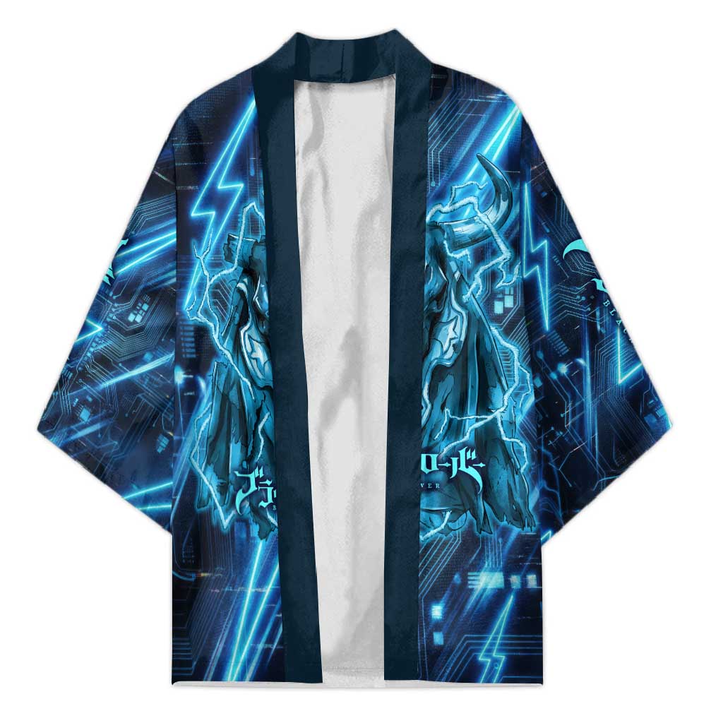 Luck Voltia Black Clover Kimono Tech Lightning Anime Style with Electric Circuit Background
