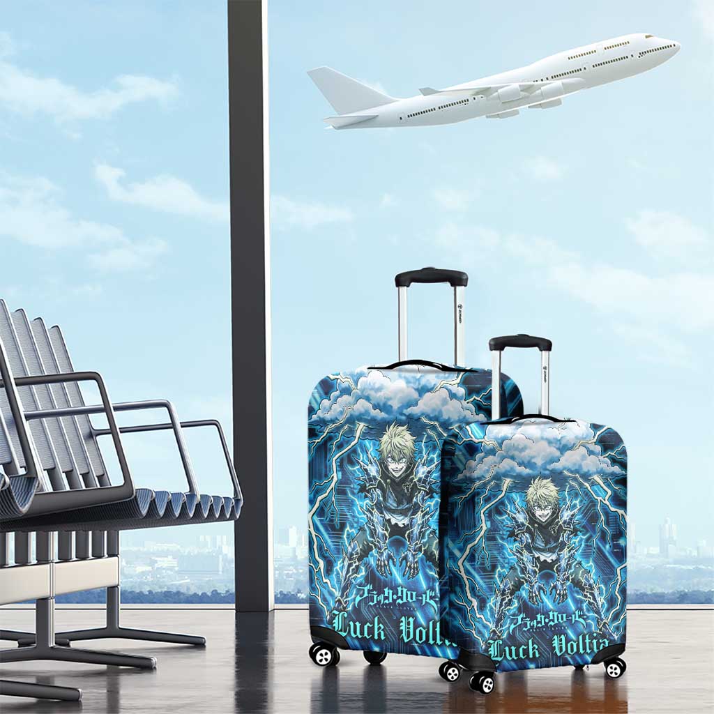 Luck Voltia Black Clover Luggage Cover Tech Lightning Anime Style with Electric Circuit Background