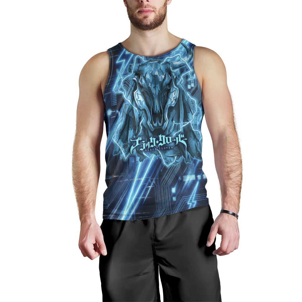 Luck Voltia Black Clover Men Tank Top Tech Lightning Anime Style with Electric Circuit Background