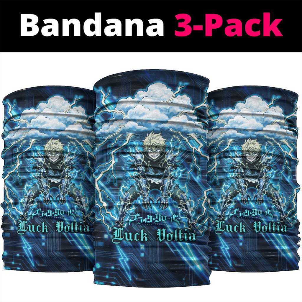 Luck Voltia Black Clover Neck Gaiter Tech Lightning Anime Style with Electric Circuit Background