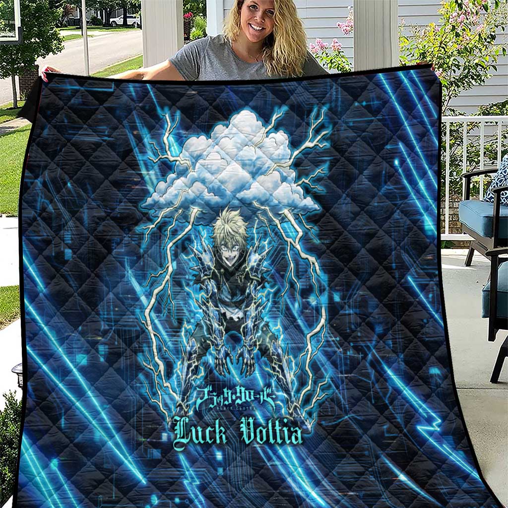 Luck Voltia Black Clover Quilt Tech Lightning Anime Style with Electric Circuit Background
