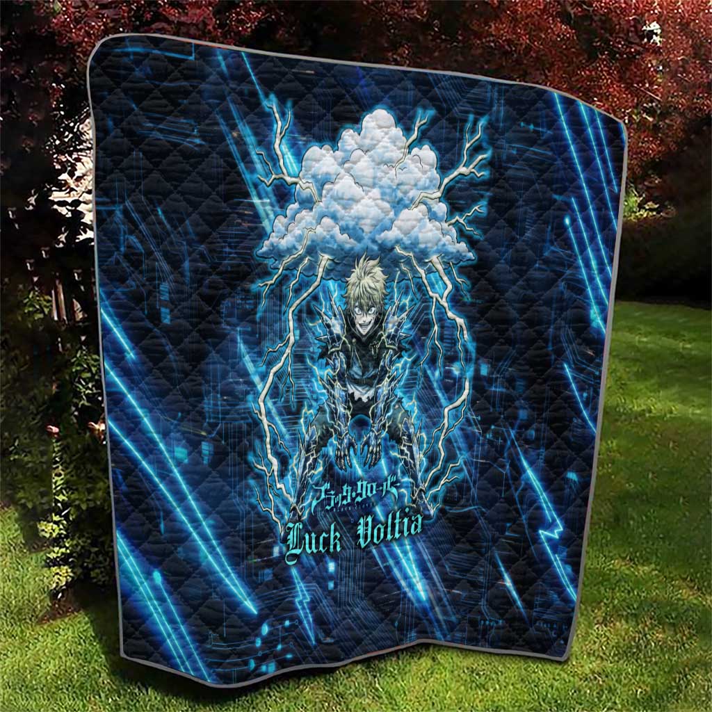 Luck Voltia Black Clover Quilt Tech Lightning Anime Style with Electric Circuit Background