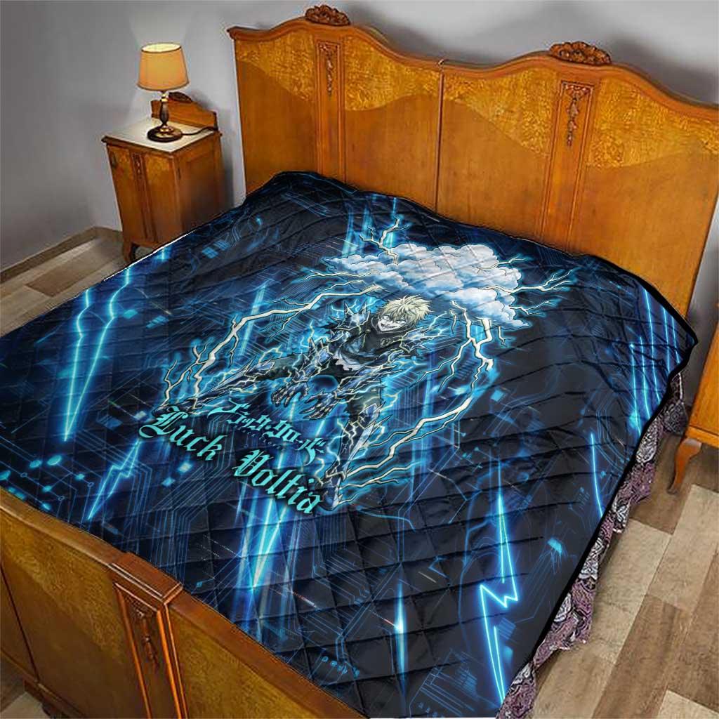 Luck Voltia Black Clover Quilt Tech Lightning Anime Style with Electric Circuit Background