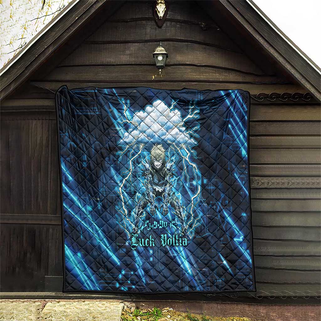 Luck Voltia Black Clover Quilt Tech Lightning Anime Style with Electric Circuit Background