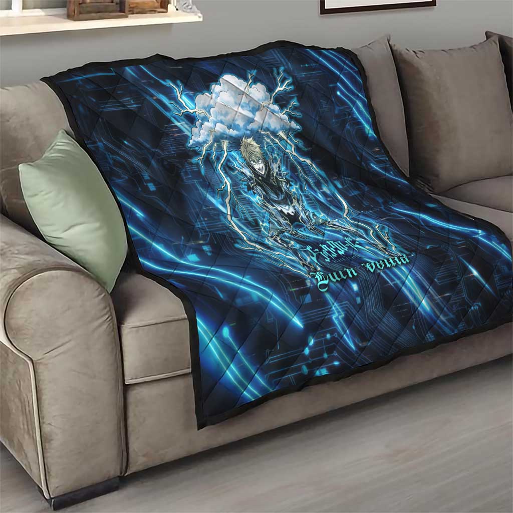 Luck Voltia Black Clover Quilt Tech Lightning Anime Style with Electric Circuit Background