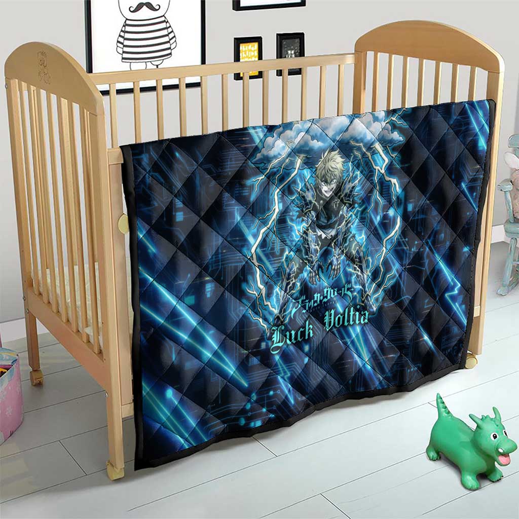 Luck Voltia Black Clover Quilt Tech Lightning Anime Style with Electric Circuit Background