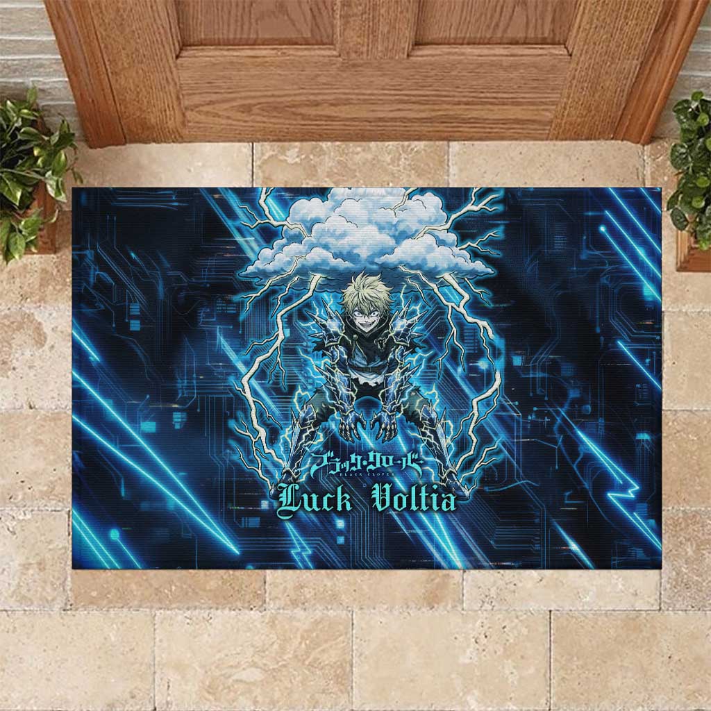 Luck Voltia Black Clover Rubber Doormat Tech Lightning Anime Style with Electric Circuit Background