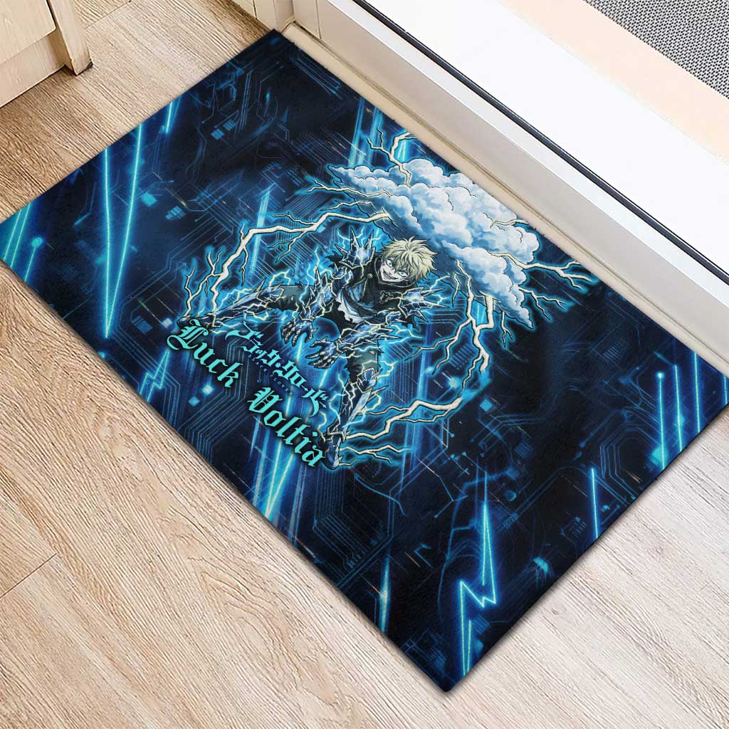 Luck Voltia Black Clover Rubber Doormat Tech Lightning Anime Style with Electric Circuit Background