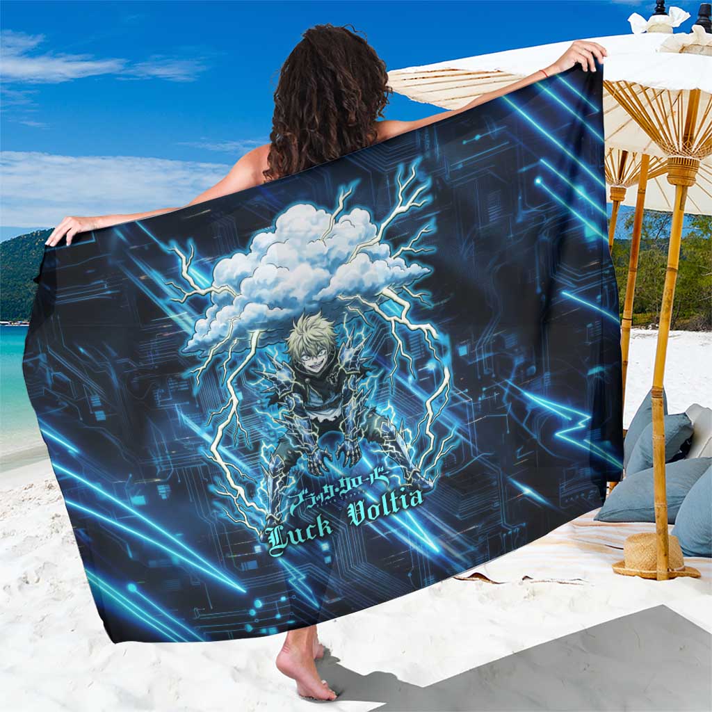 Luck Voltia Black Clover Sarong Tech Lightning Anime Style with Electric Circuit Background