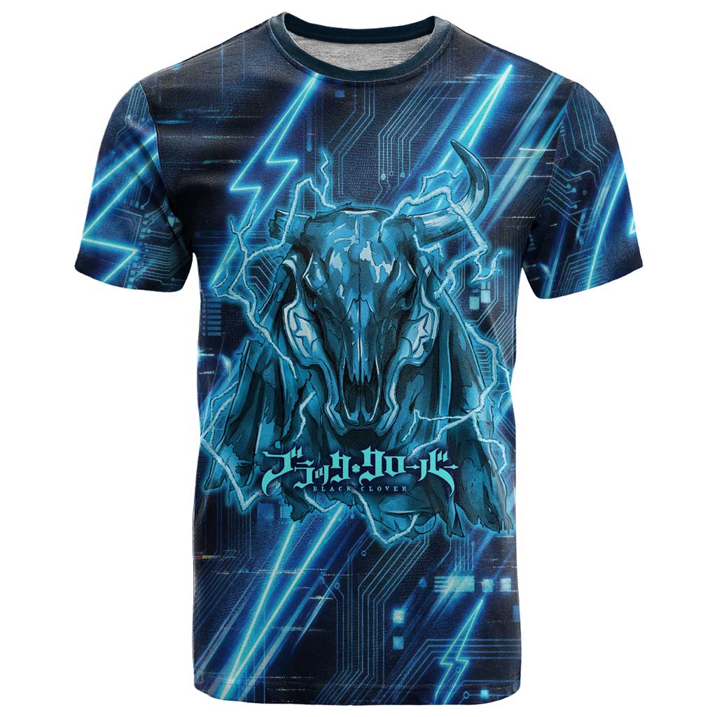 Luck Voltia Black Clover T Shirt Tech Lightning Anime Style with Electric Circuit Background
