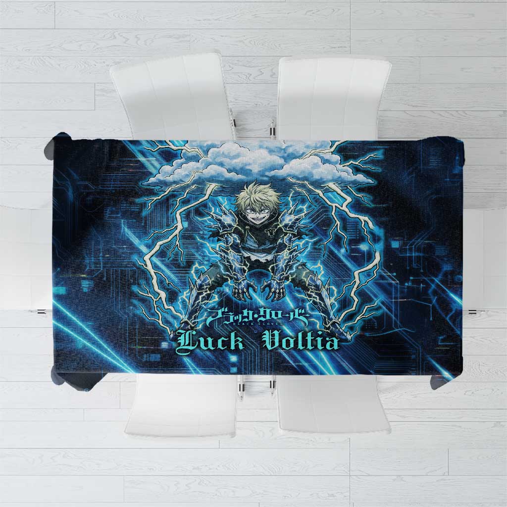 Luck Voltia Black Clover Tablecloth Tech Lightning Anime Style with Electric Circuit Background