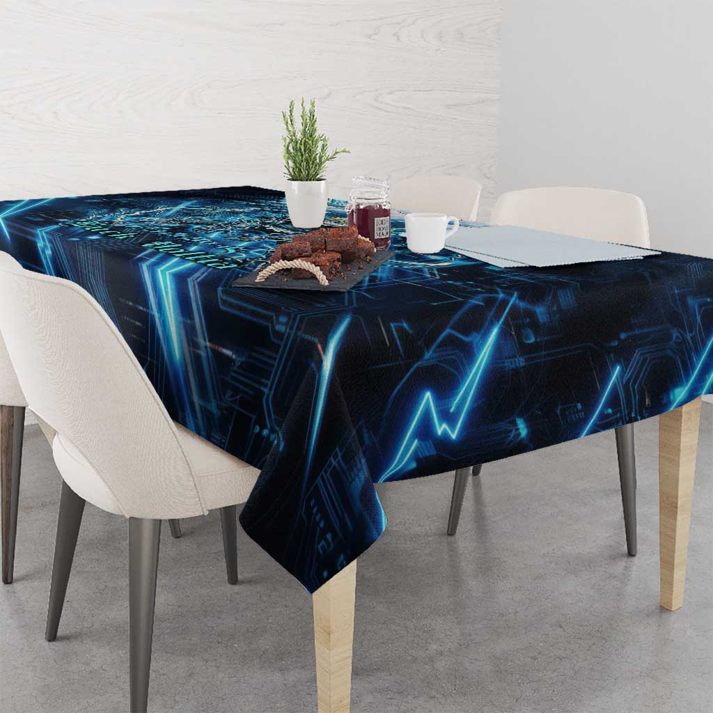 Luck Voltia Black Clover Tablecloth Tech Lightning Anime Style with Electric Circuit Background