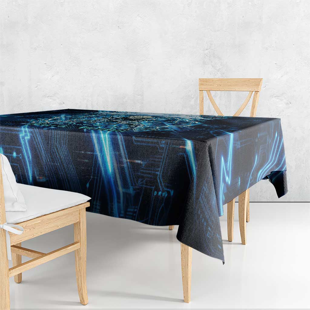 Luck Voltia Black Clover Tablecloth Tech Lightning Anime Style with Electric Circuit Background