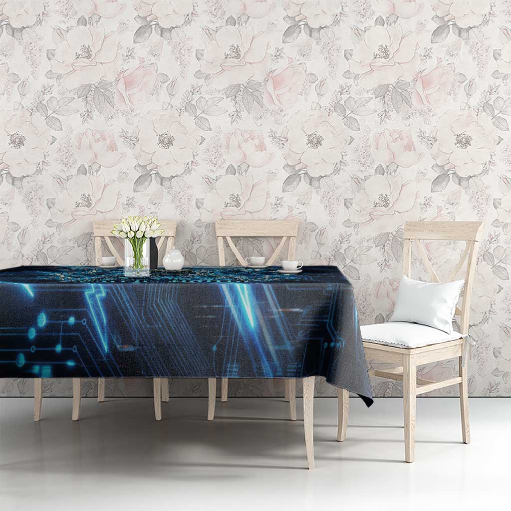 Luck Voltia Black Clover Tablecloth Tech Lightning Anime Style with Electric Circuit Background