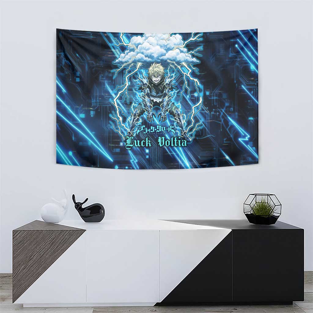 Luck Voltia Black Clover Tapestry Tech Lightning Anime Style with Electric Circuit Background