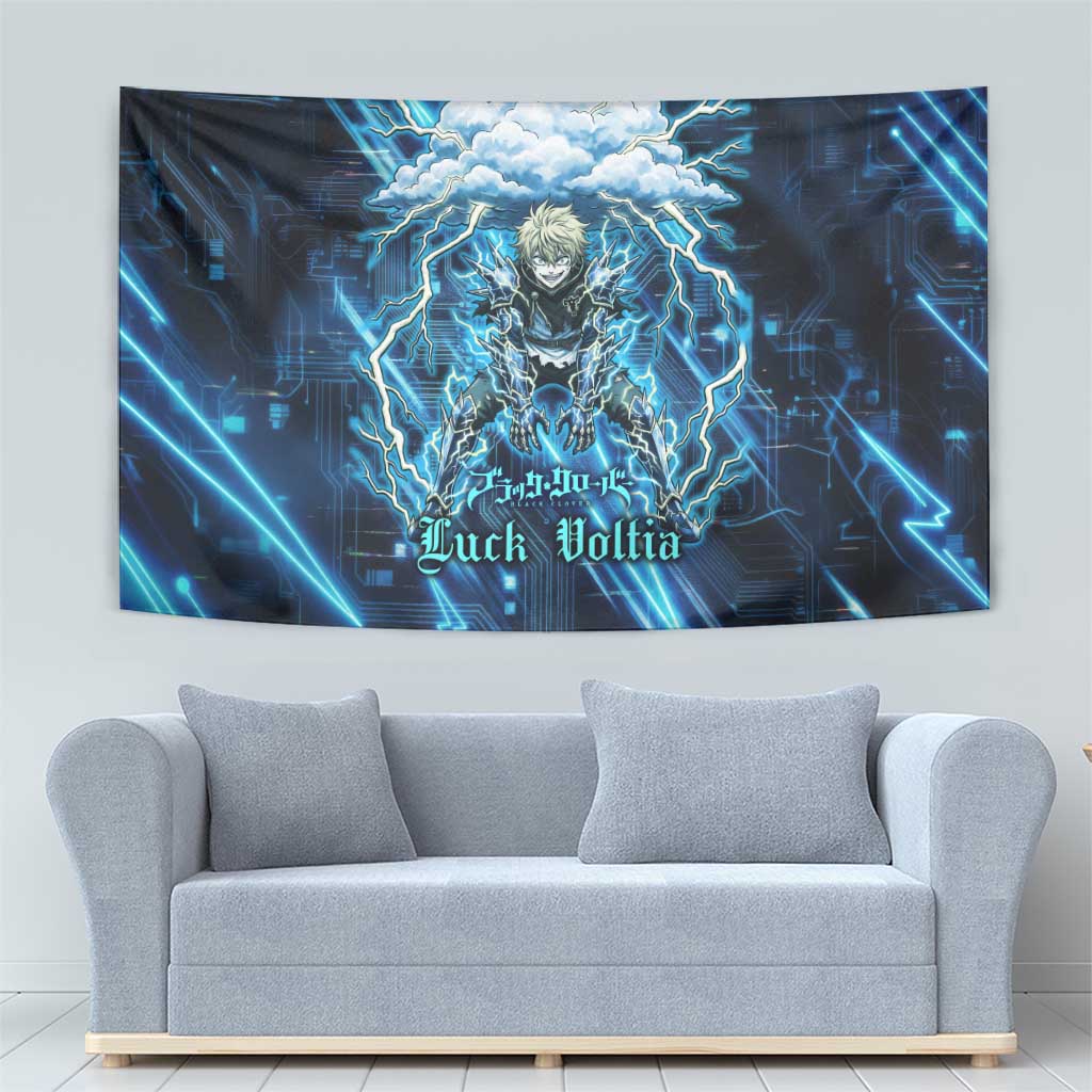 Luck Voltia Black Clover Tapestry Tech Lightning Anime Style with Electric Circuit Background