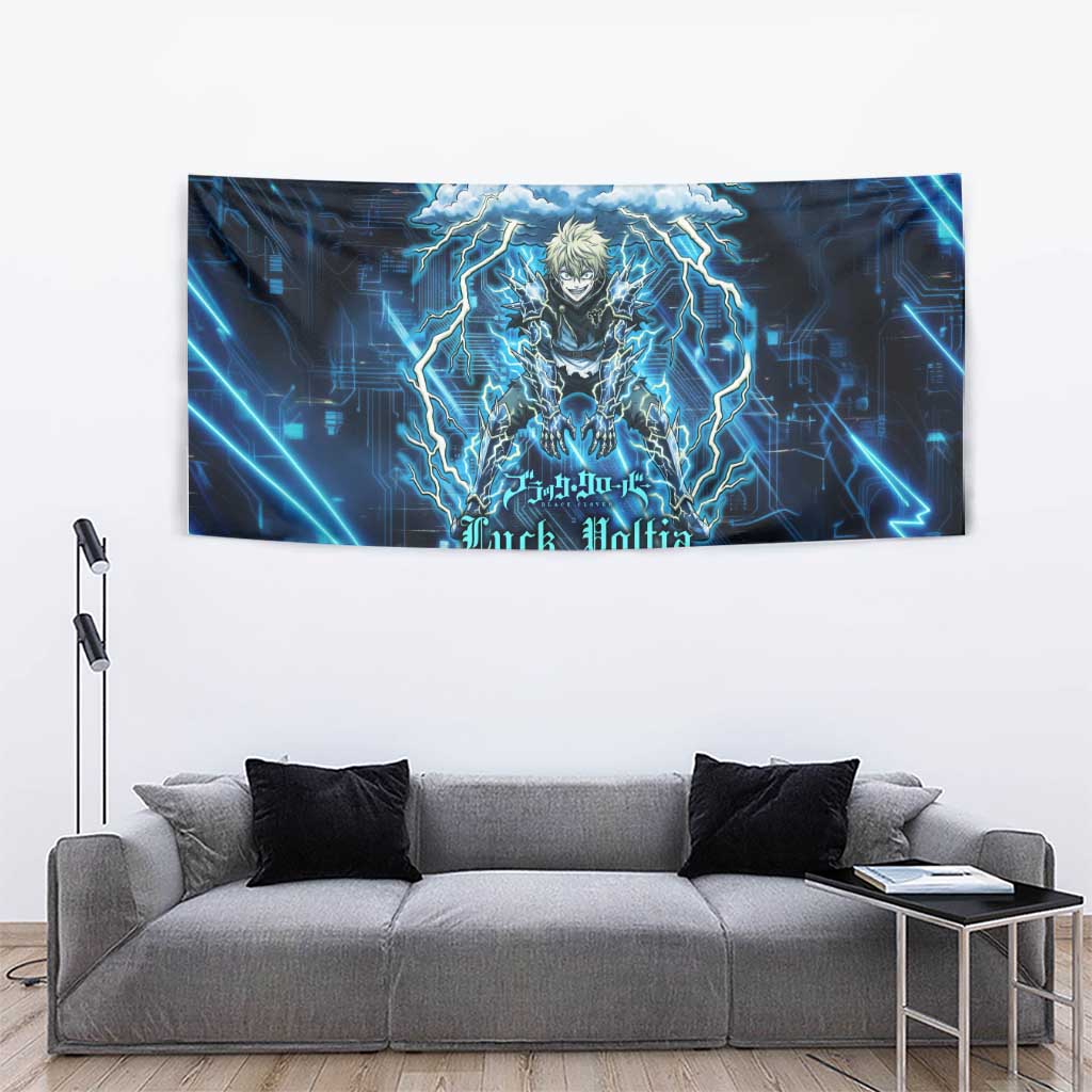 Luck Voltia Black Clover Tapestry Tech Lightning Anime Style with Electric Circuit Background