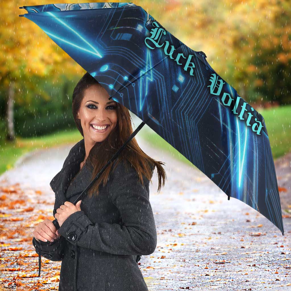 Luck Voltia Black Clover Umbrella Tech Lightning Anime Style with Electric Circuit Background