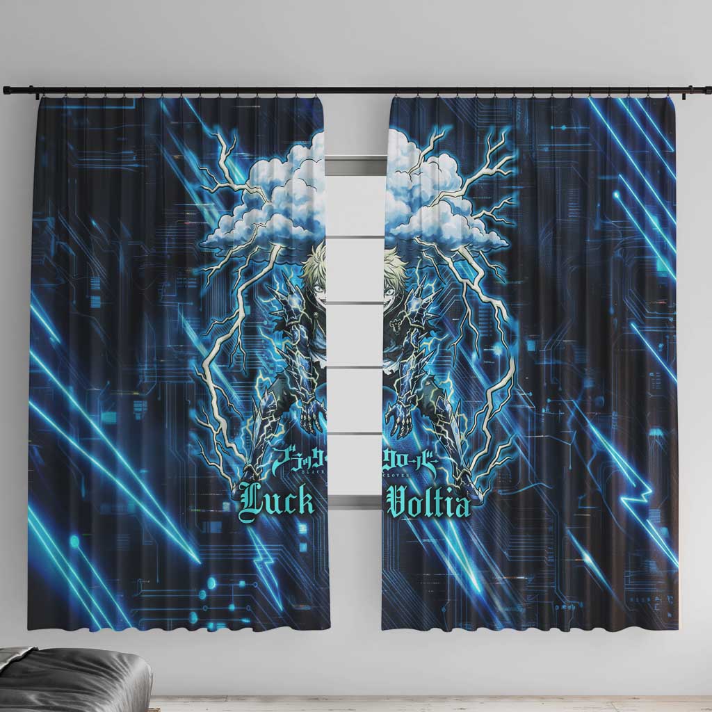 Luck Voltia Black Clover Window Curtain Tech Lightning Anime Style with Electric Circuit Background