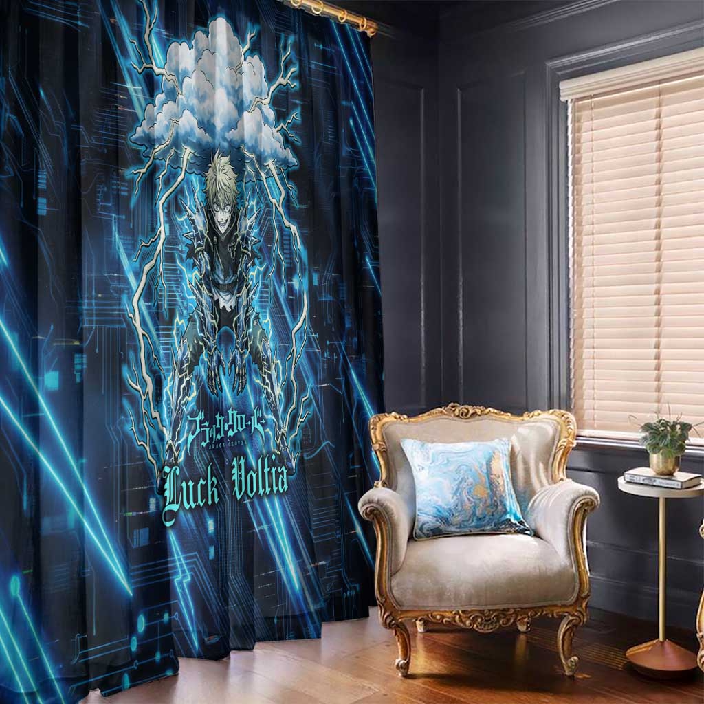 Luck Voltia Black Clover Window Curtain Tech Lightning Anime Style with Electric Circuit Background