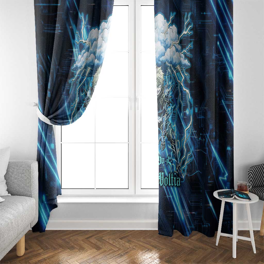 Luck Voltia Black Clover Window Curtain Tech Lightning Anime Style with Electric Circuit Background