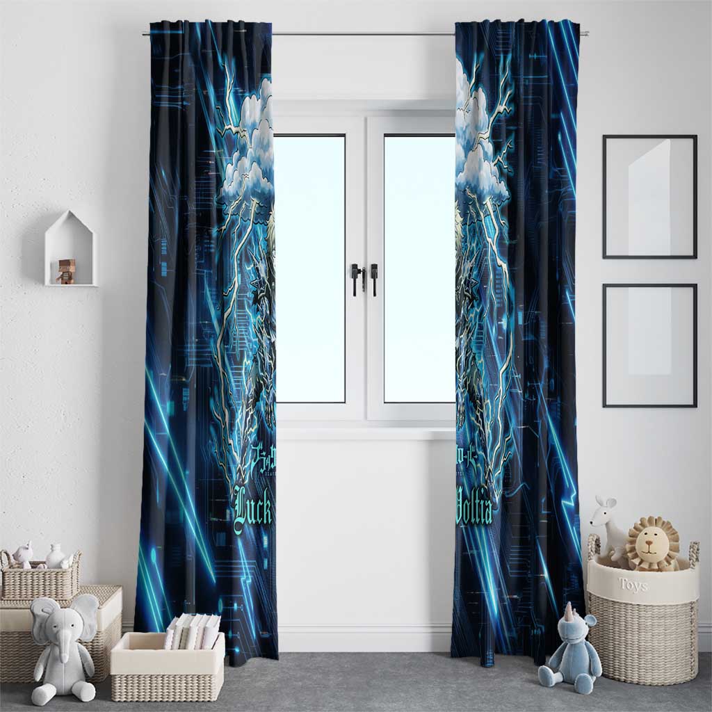 Luck Voltia Black Clover Window Curtain Tech Lightning Anime Style with Electric Circuit Background