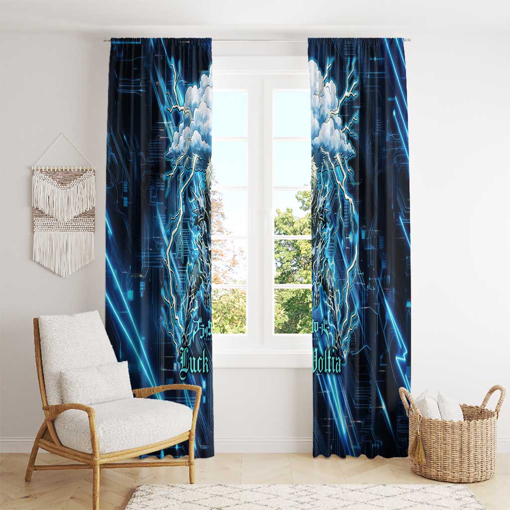 Luck Voltia Black Clover Window Curtain Tech Lightning Anime Style with Electric Circuit Background
