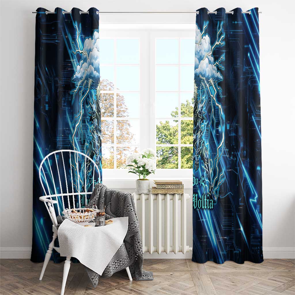 Luck Voltia Black Clover Window Curtain Tech Lightning Anime Style with Electric Circuit Background
