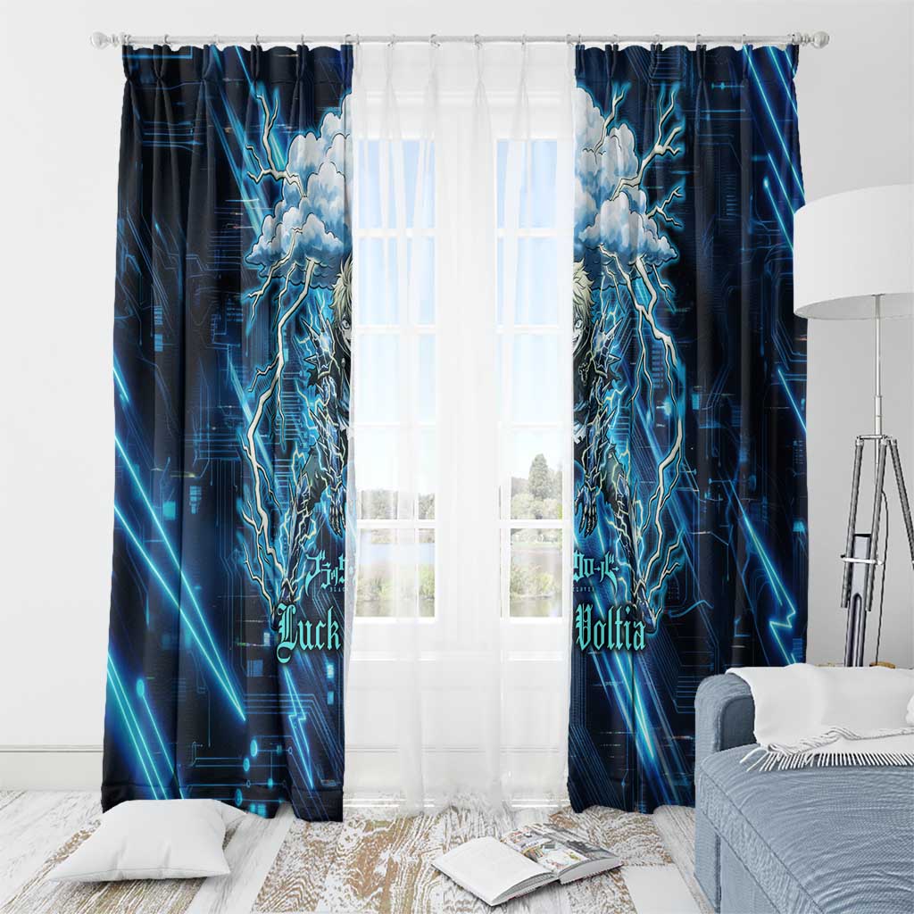 Luck Voltia Black Clover Window Curtain Tech Lightning Anime Style with Electric Circuit Background