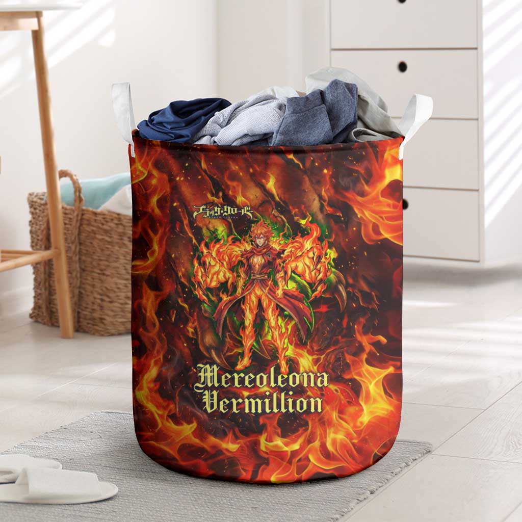 Mereoleona Vermillion Black Clover Laundry Basket Inferno Flame Anime Style with Lion Symbolism
